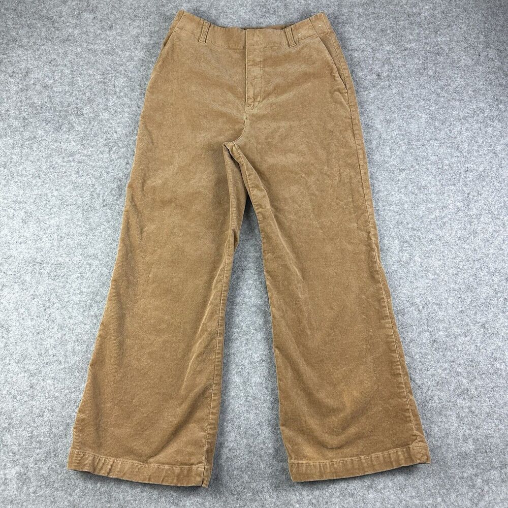 Uniqlo Corduroy Pants Womens Large Tan Wide Leg Baggy Trouser High Rise Boho